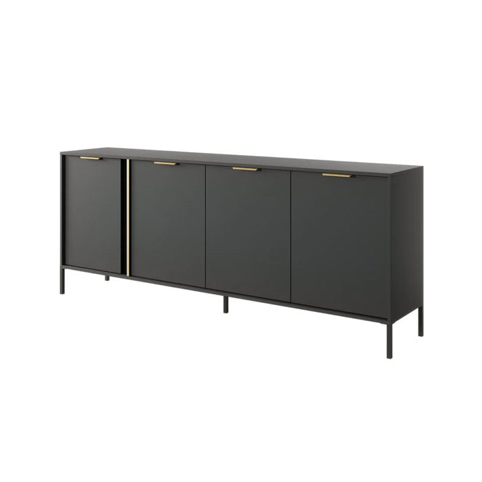 Lars Large Wooden 4 Door Sideboard in Anthracite & Gold - 203cm