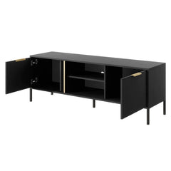 Lars Small Wooden TV Stand in Anthracite and Gold - 153cm - Furniture One Shop