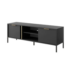 Lars Small Wooden TV Stand in Anthracite and Gold - 153cm - Furniture One Shop