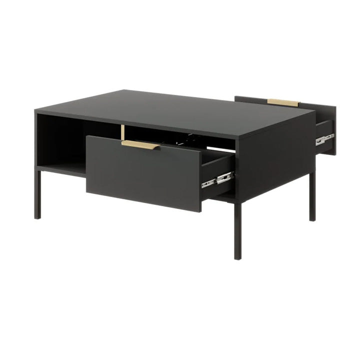 Lars Wooden Coffee Table in Anthracite & Gold