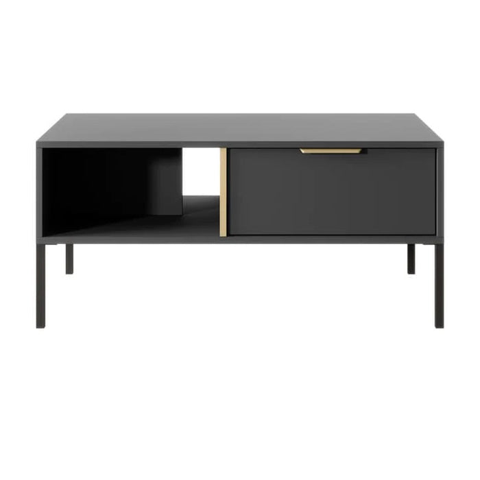 Lars Wooden Coffee Table in Anthracite & Gold