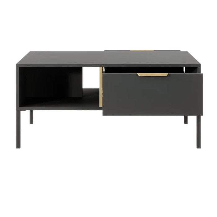 Lars Wooden Coffee Table in Anthracite & Gold