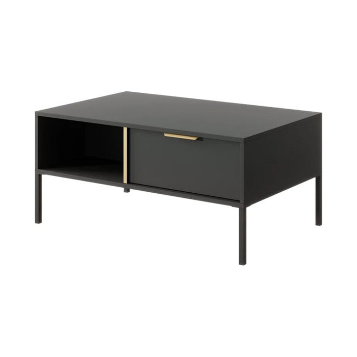 Lars Wooden Coffee Table in Anthracite & Gold