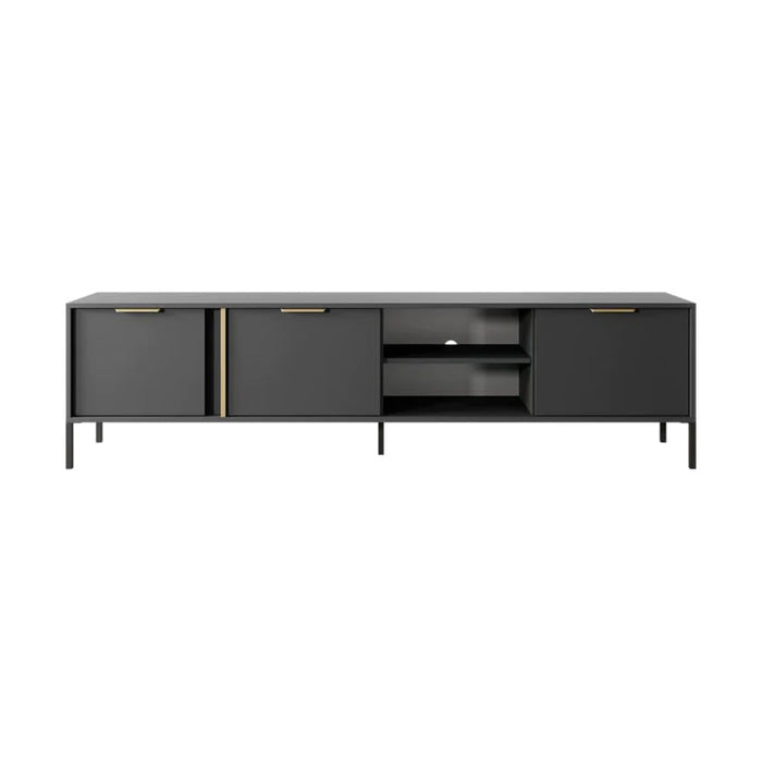Lars Large Wooden TV Stand in Anthracite and Gold - 203cm - Furniture One Shop