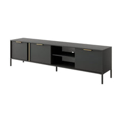 Lars Large Wooden TV Stand in Anthracite and Gold - 203cm - Furniture One Shop