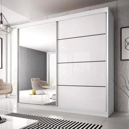 Multi 35 Wooden Wardrobe 233cm With 2 Sliding Doors In Matt White - Furniture One Shop