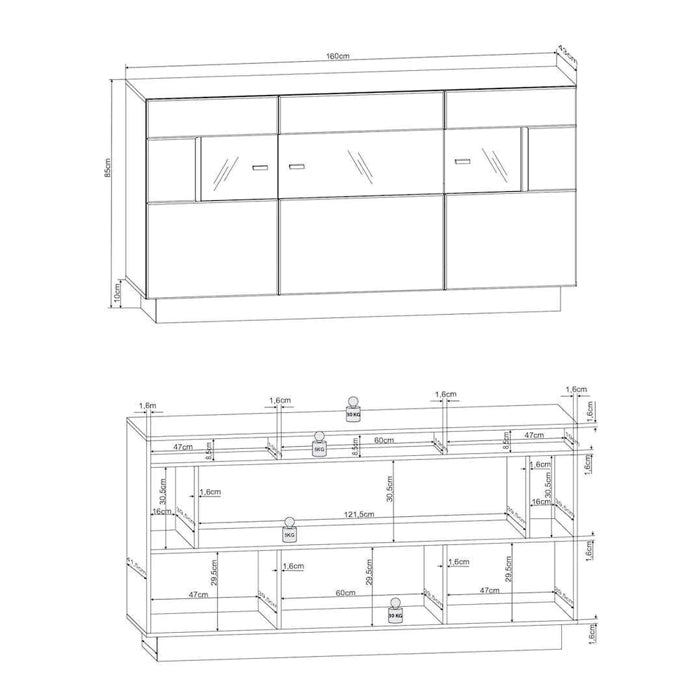 Nata 84 Display Sideboard Cabinet in Black High Gloss