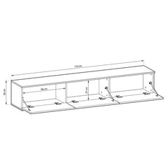 Oro Floating TV Cabinet in Black - 175cm - Furniture One Shop