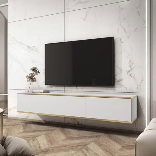 Oro Floating TV Cabinet in White - 175cm